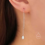 Sale! Oval Opal Threader Earrings in Sterling Silver, Silver or Gold, Opal Ear Threaders, Opal Earrings, Ear Threaders