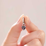 Sterling Silver Mystic Black Trillion Cut CZ Hoop Earrings, Silver or Gold, Triangle Dangle Hoop Earrings, Interchangeable Charm