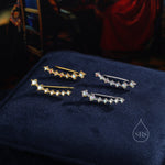 Sterling Silver Aurora AB CZ Ear Crawler Earrings with Sparkly CZ Crystals, Silver or Gold