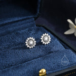 Sunflower Stud Earrings in Sterling Silver, Oxidised Silver or Gold, Delicate Sunflower Earrings