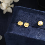 Sunflower Stud Earrings in Sterling Silver, Oxidised Silver or Gold, Delicate Sunflower Earrings
