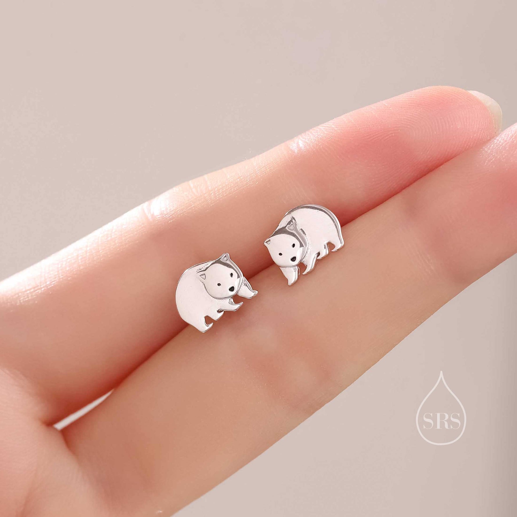 Wombat Stud Earrings in Sterling Silver, Silver or Gold or Rose Gold, Australian Wombat Earrings