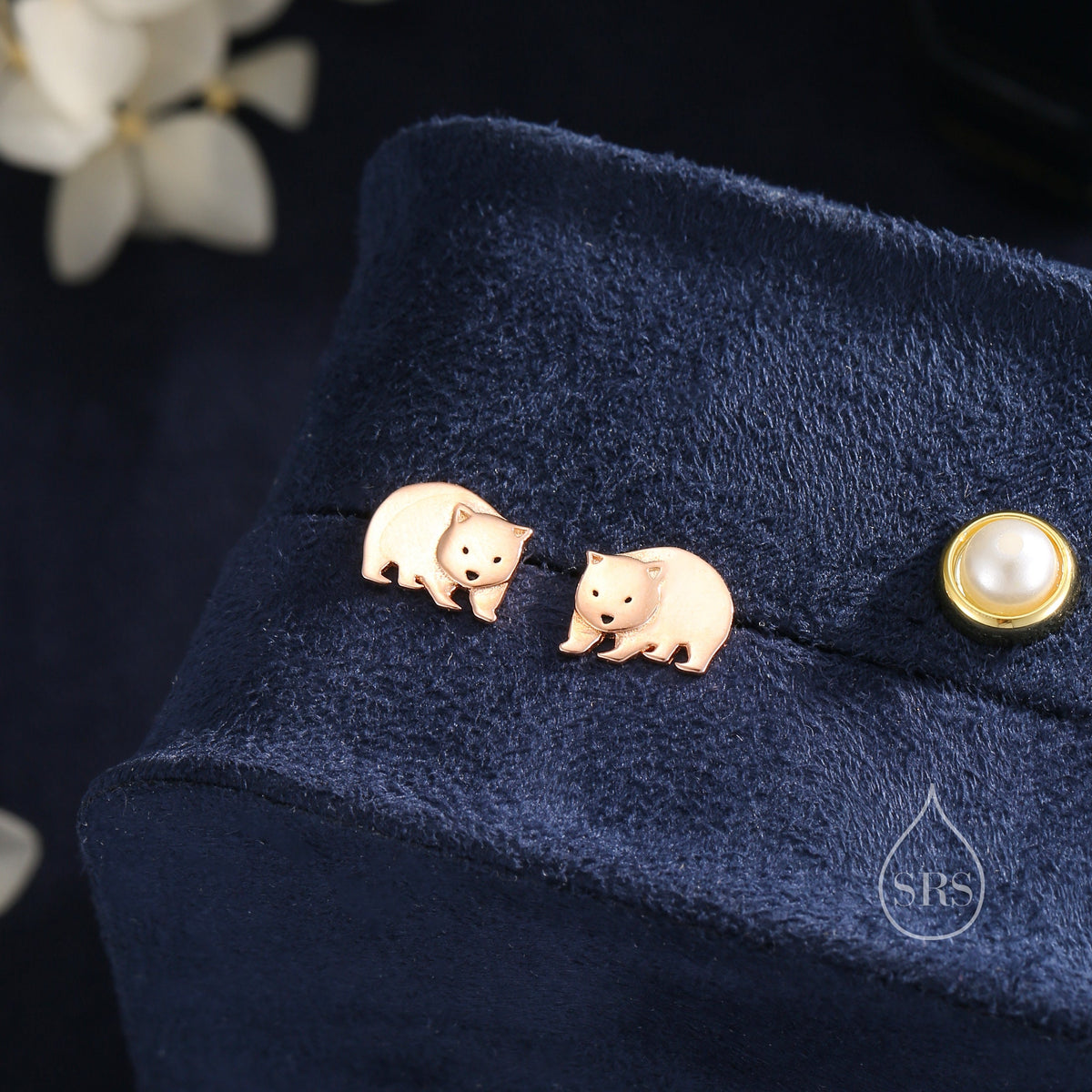 Wombat Stud Earrings in Sterling Silver, Silver or Gold or Rose Gold, Australian Wombat Earrings