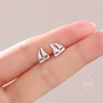 Sailing Boat Stud Earrings in Sterling Silver, Silver, Gold or Rose Gold, Boat Earrings, Sailing Earrings
