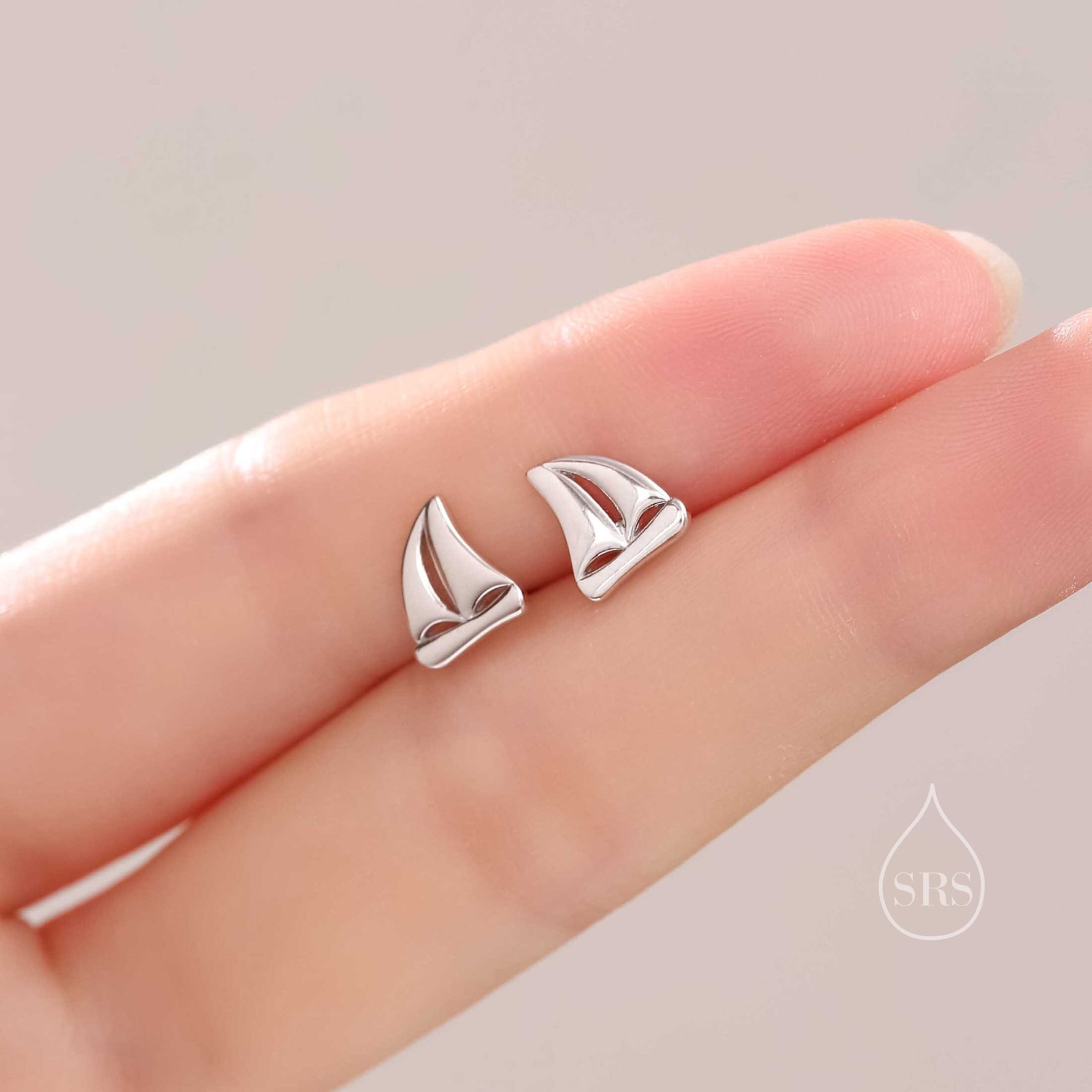 Sailing Boat Stud Earrings in Sterling Silver, Silver, Gold or Rose Gold, Boat Earrings, Sailing Earrings