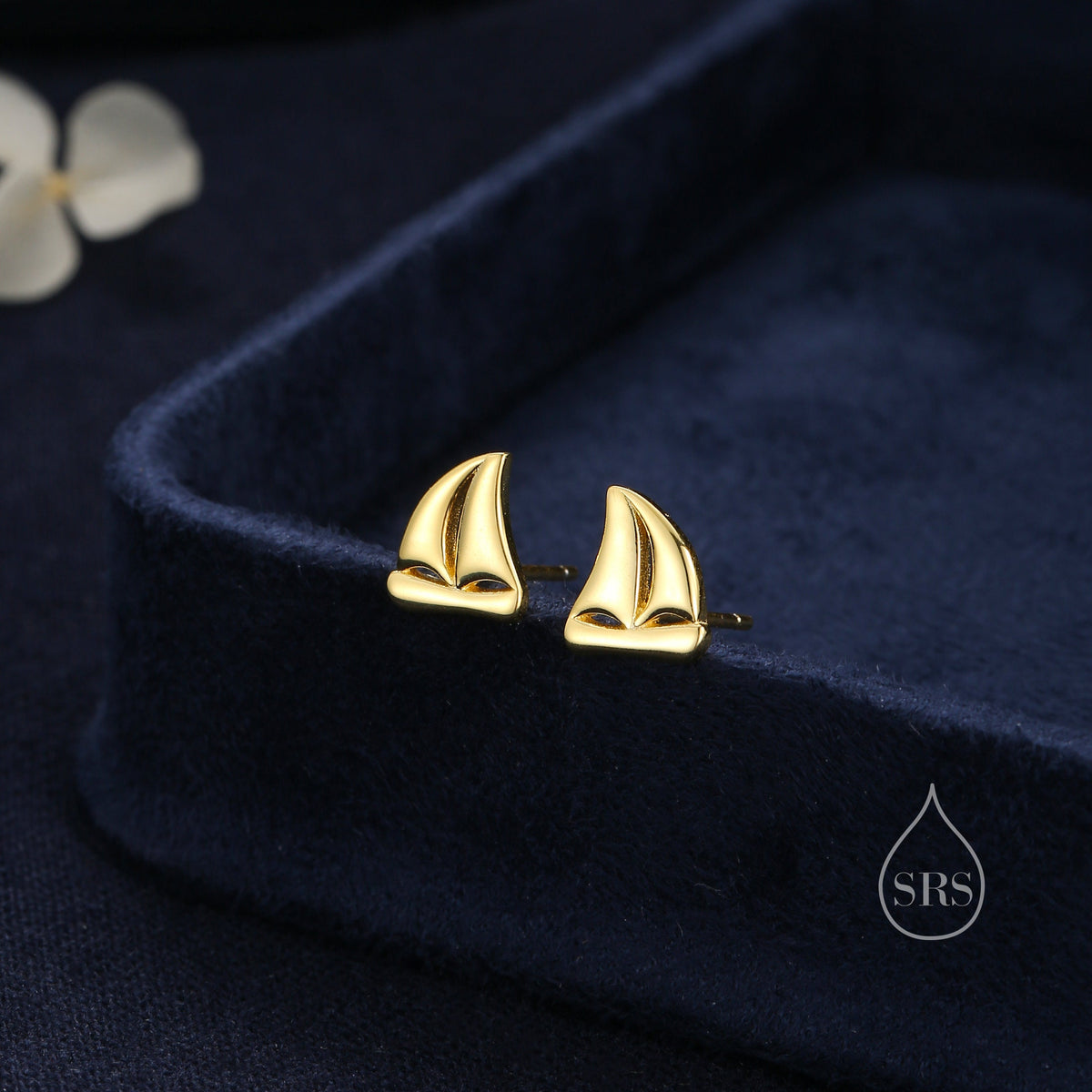 Sailing Boat Stud Earrings in Sterling Silver, Silver, Gold or Rose Gold, Boat Earrings, Sailing Earrings