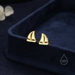 Sailing Boat Stud Earrings in Sterling Silver, Silver, Gold or Rose Gold, Boat Earrings, Sailing Earrings