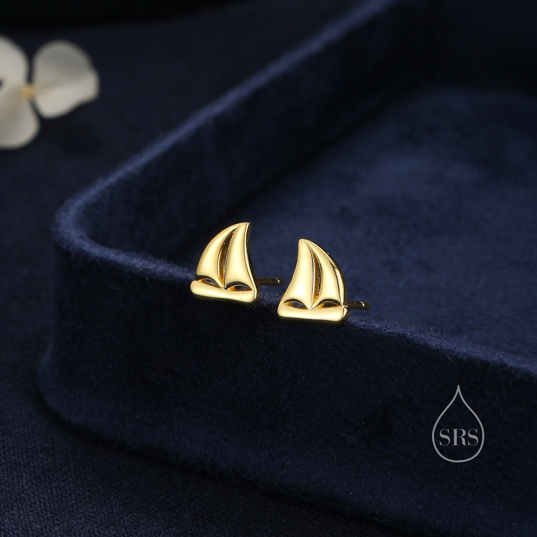 Sailing Boat Stud Earrings in Sterling Silver, Silver, Gold or Rose Gold, Boat Earrings, Sailing Earrings