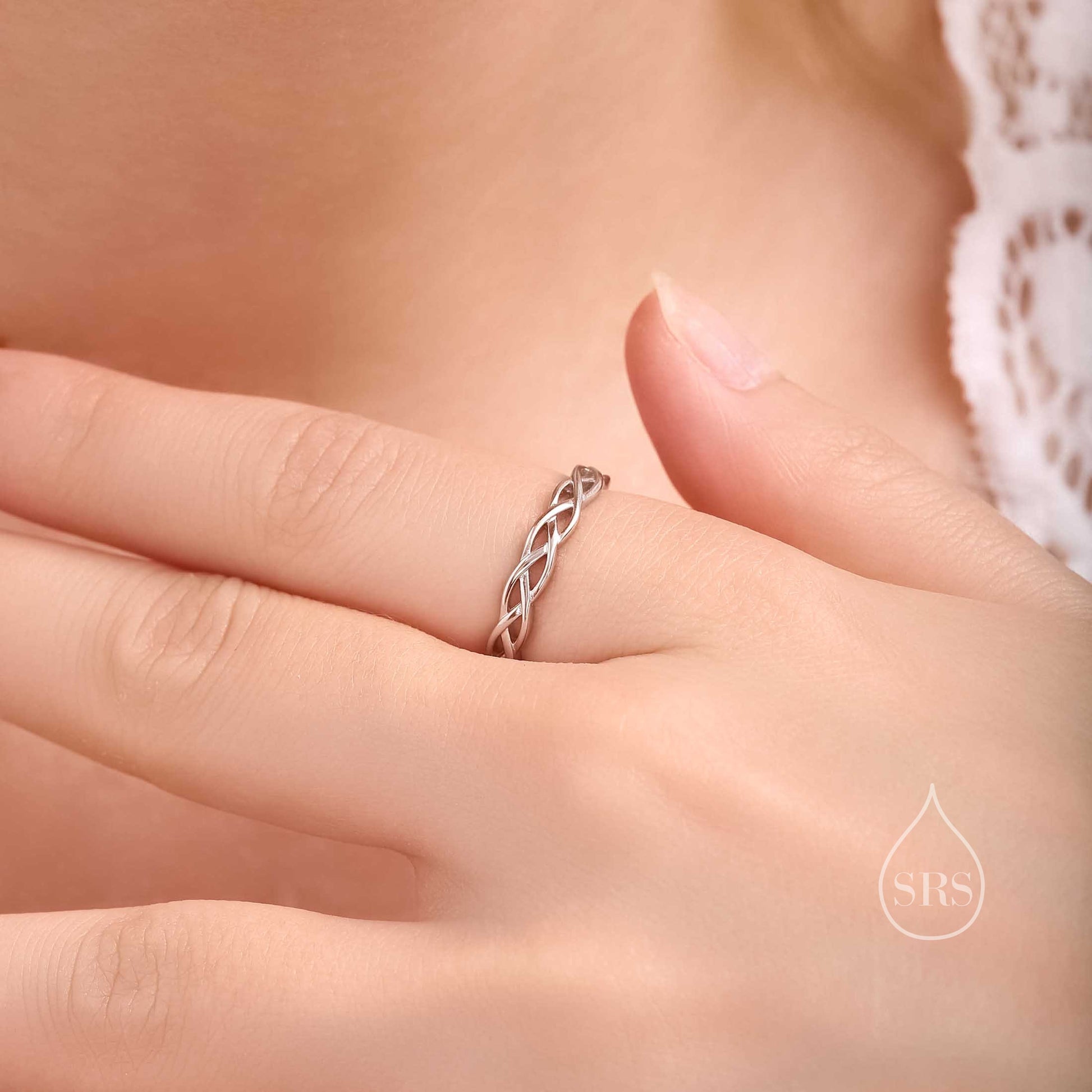 Sterling Silver Skinny Celtic Knot Ring, Adjustable Size, Celtic Inspired Ring