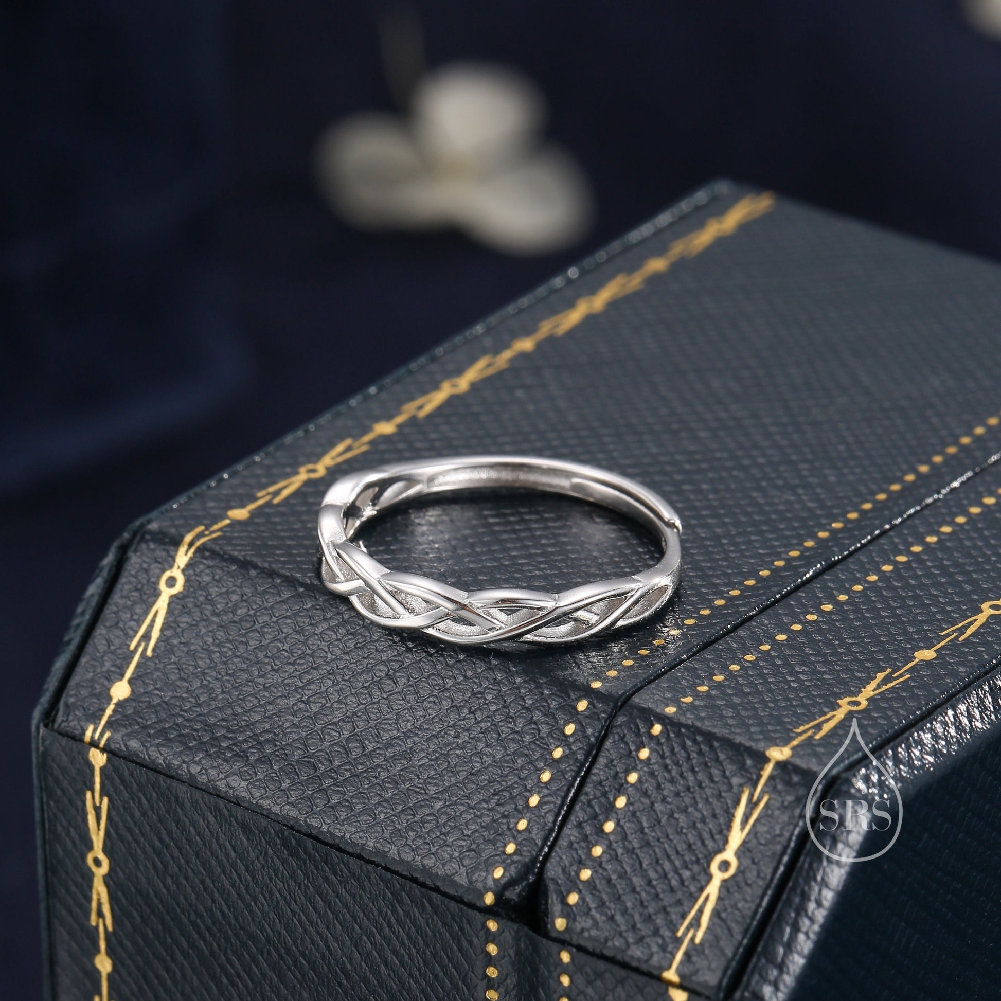 Sterling Silver Skinny Celtic Knot Ring, Adjustable Size, Celtic Inspired Ring