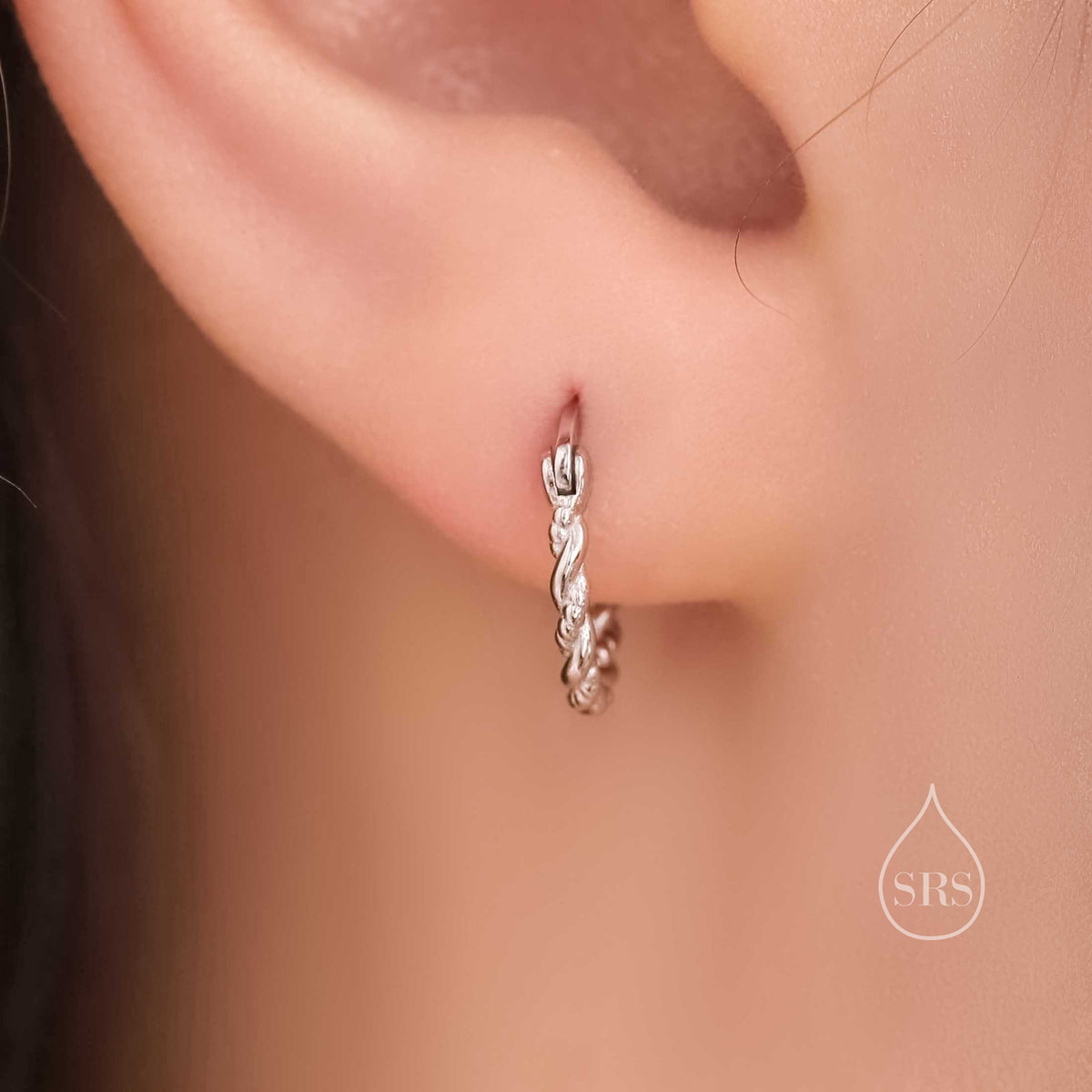 Braided Twist Huggie Hoop Earrings