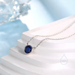 Sapphire Blue CZ Pendant Necklace in Sterling Silver, Silver or Gold, Sapphire Blue Bubble Necklace