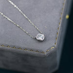 1 Carat Moissanite Solitaire Bezel Pendant Necklace in Sterling Silver, 1 Ct Moissanite Diamond Bubble Necklace, 6.5mm Moissanite