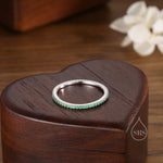 Extra Skinny Emerald Green CZ Pave Ring in Sterling Silver, Eternity Ring, US 5 - 8