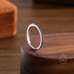 Extra Skinny Onyx Black CZ Pave Ring in Sterling Silver, Eternity Ring, US 5 - 8