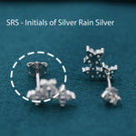 Asymmetric Hydrangea Flower Bouquet CZ Stud Earrings in Sterling Silver, Silver, Gold or Rose Gold, Mismatched Opal Blue Flower Earrings