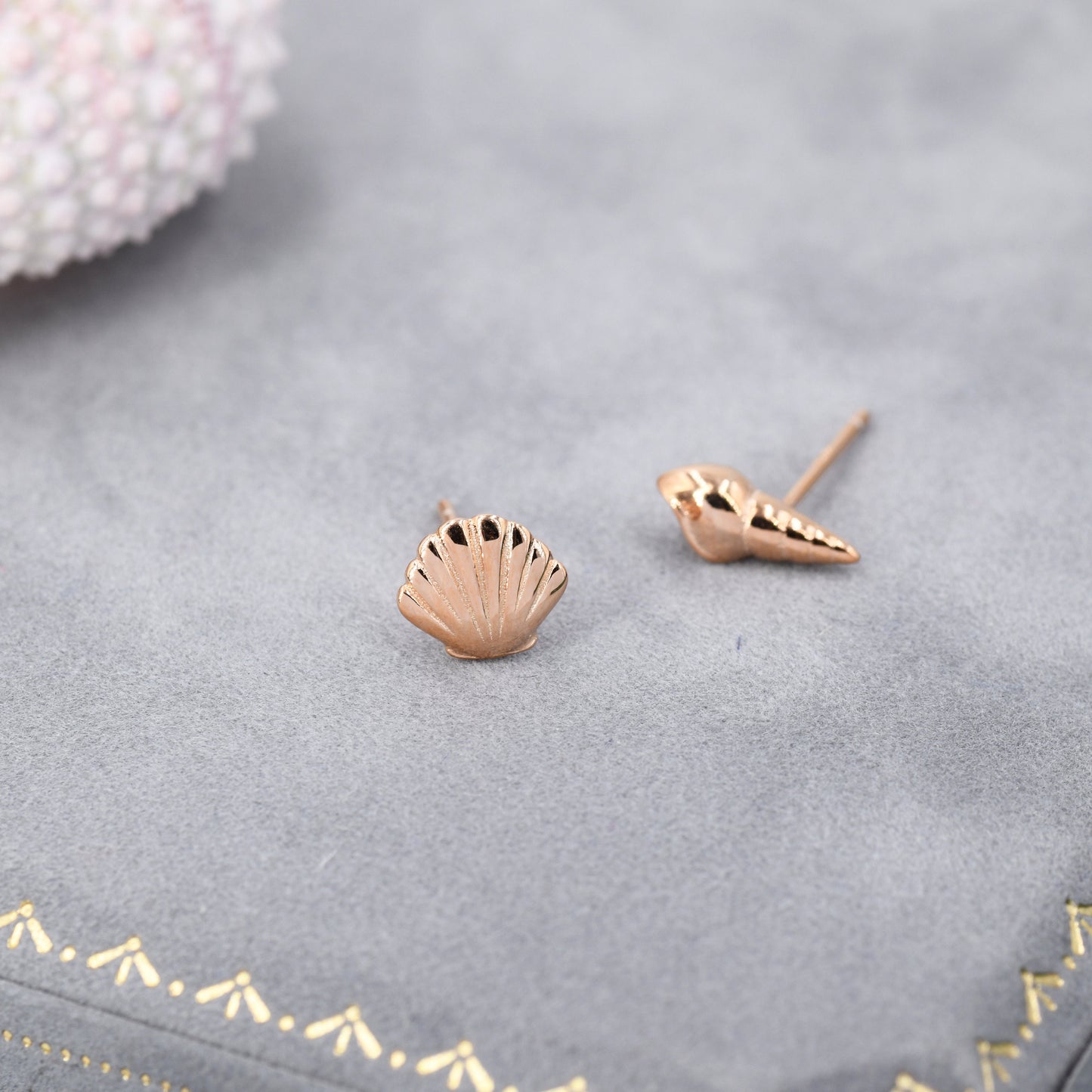 Mismatched Tiny Seashell Stud Earrings in Sterling Silver, Asymmetric Shell Earrings