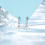 CZ Marquise Crown Huggie Hoop Earrings in Sterling Silver, Silver or Gold, Geometric Hoop Earrings, Clear CZ