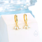 Aurora AB CZ Marquise Crown Huggie Hoop Earrings in Sterling Silver, Silver or Gold, Geometric Hoop Earrings, Colour Changing
