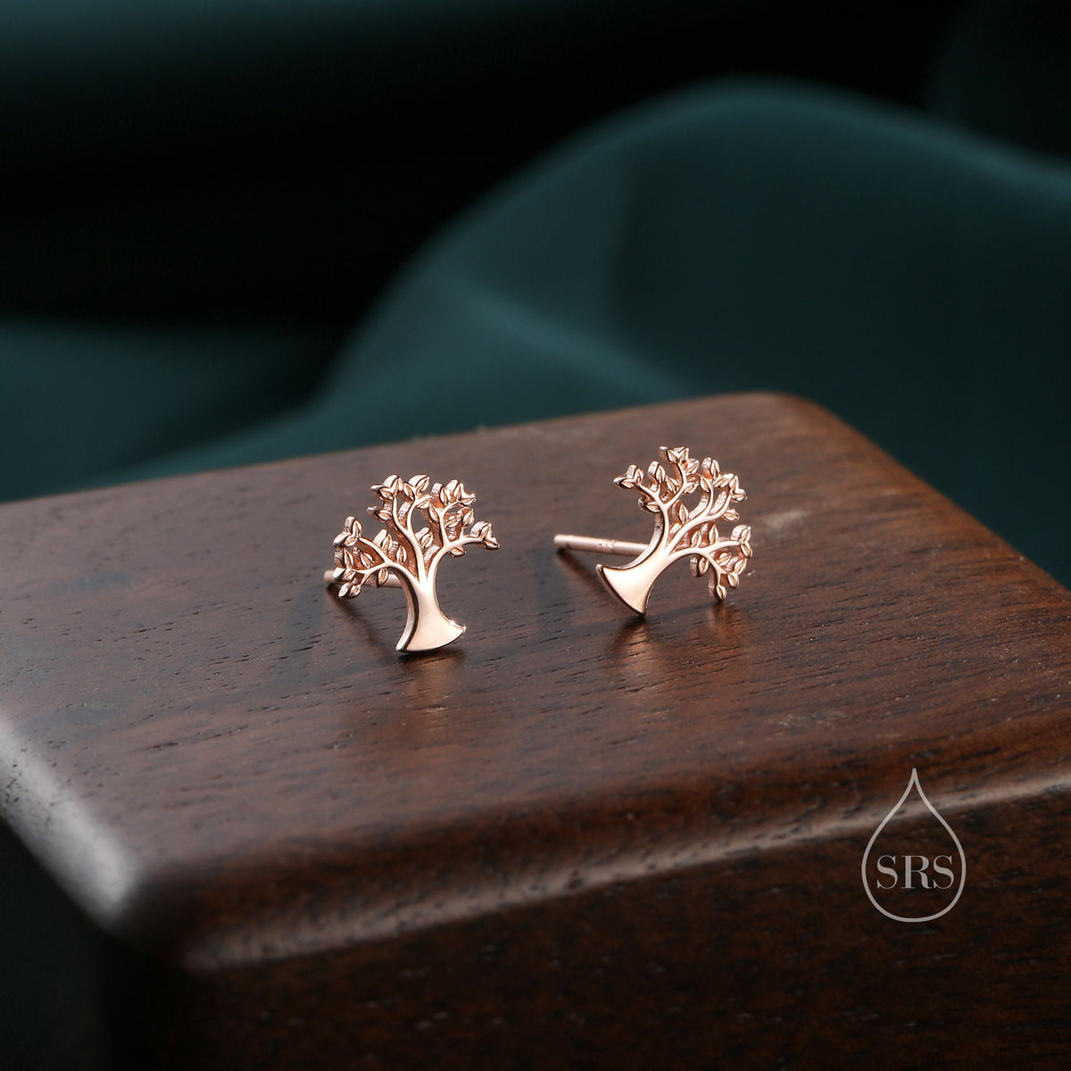Tiny Tree Stud Earrings in Sterling Silver, Silver or Gold or Rose Gold, Sterling Silver Tree of Life Earrings