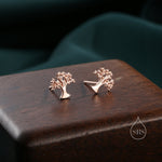 Tiny Tree Stud Earrings in Sterling Silver, Silver or Gold or Rose Gold, Sterling Silver Tree of Life Earrings