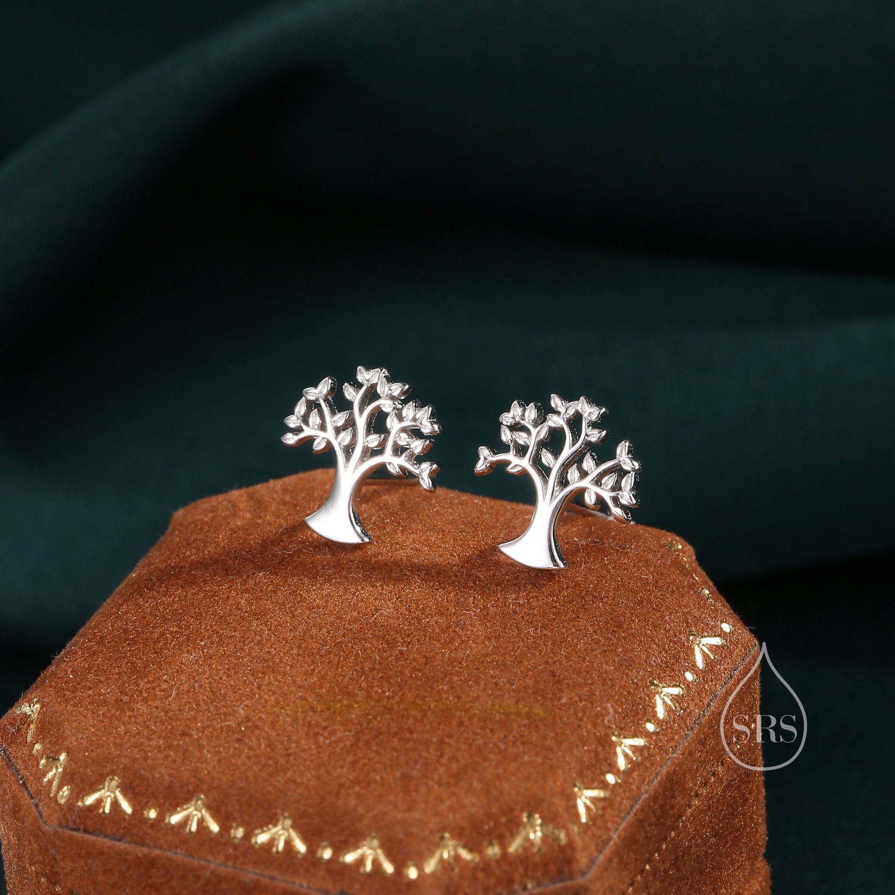 Tiny Tree Stud Earrings in Sterling Silver, Silver or Gold or Rose Gold, Sterling Silver Tree of Life Earrings