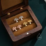 Tiny Tree Stud Earrings in Sterling Silver, Silver or Gold or Rose Gold, Sterling Silver Tree of Life Earrings