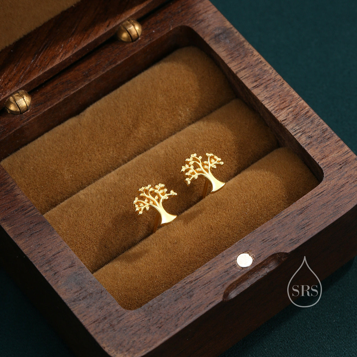 Tiny Tree Stud Earrings in Sterling Silver, Silver or Gold or Rose Gold, Sterling Silver Tree of Life Earrings