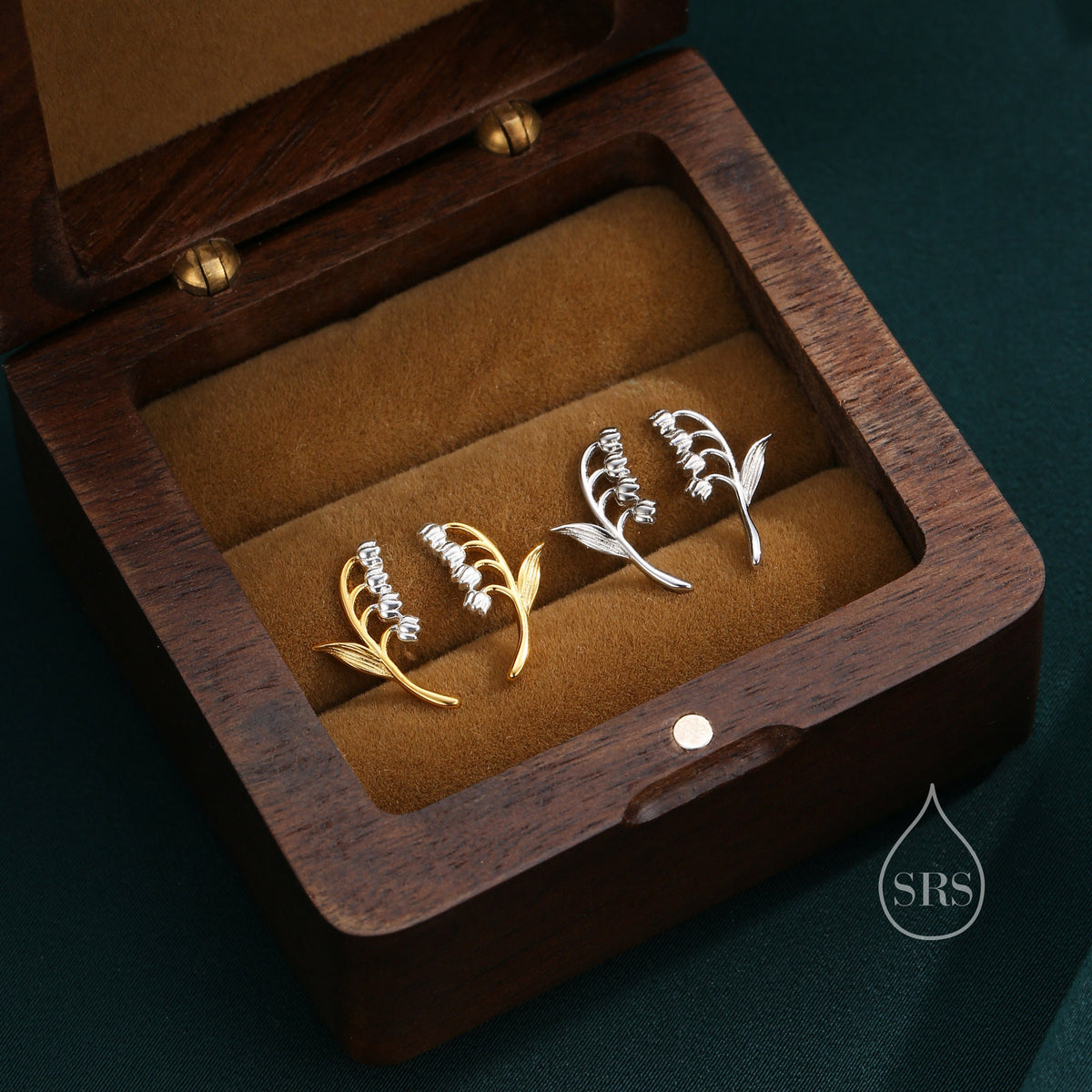 Sterling Silver Lily of the Valley 18G Screw Back Stud Earrings
