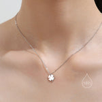Tiny Four Leaf Clover Pendant Necklace in Sterling Silver, Silver or Gold, Irish Jewellery