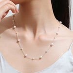 Mother of Pearl Two Way Necklace in Sterling Silver, Silver or Gold , Adjustable Length, Lariat Necklace, Satellite Beaded