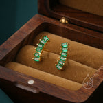 Emerald Green Baguette CZ Stud Earrings in Sterling Silver, Silver or Gold, Green Earrings, Chunky Green Bar Earrings