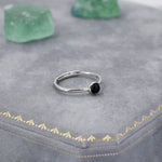 Minimalist Genuine Black Onyx Ring in Sterling Silver, 4mm Bezel Set Natural Black Onyx Ring, Adjustable Size, Black Onyx Ring