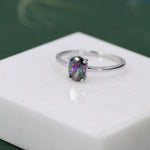1 Carat Mystic Black CZ Oval Cut Gemstone Ring