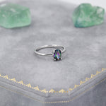 1 Carat Mystic Black CZ Oval Cut Gemstone Ring