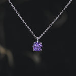 Amethyst Purple CZ Pendant Necklace in Sterling Silver, Available in Two Sizes, 0.5 carat or 1 carat, Amethyst Purple Zircon Necklace