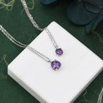 Amethyst Purple CZ Pendant Necklace in Sterling Silver, Available in Two Sizes, 0.5 carat or 1 carat, Amethyst Purple Zircon Necklace