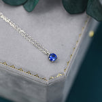 Sapphire Blue CZ Pendant Necklace in Sterling Silver, 0.5 carat Sapphire Blue Zircon Necklace, Blue Necklace