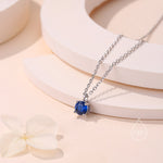 Sapphire Blue CZ Pendant Necklace in Sterling Silver, 0.5 carat Sapphire Blue Zircon Necklace, Blue Necklace