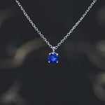 Sapphire Blue CZ Pendant Necklace in Sterling Silver, 0.5 carat Sapphire Blue Zircon Necklace, Blue Necklace