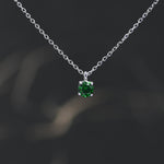 Emerald Green CZ Pendant Necklace in Sterling Silver, 0.5 carat Emerald Green Zircon Necklace, Green Necklace