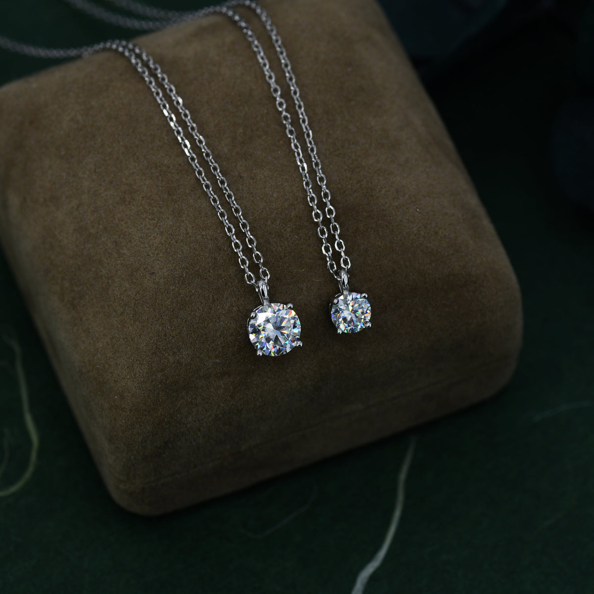Minimalist Moissanite Solitaire Pendant Necklace in Sterling Silver, 0.5ct or 1 Ct Moissanite Diamond Bubble Necklace