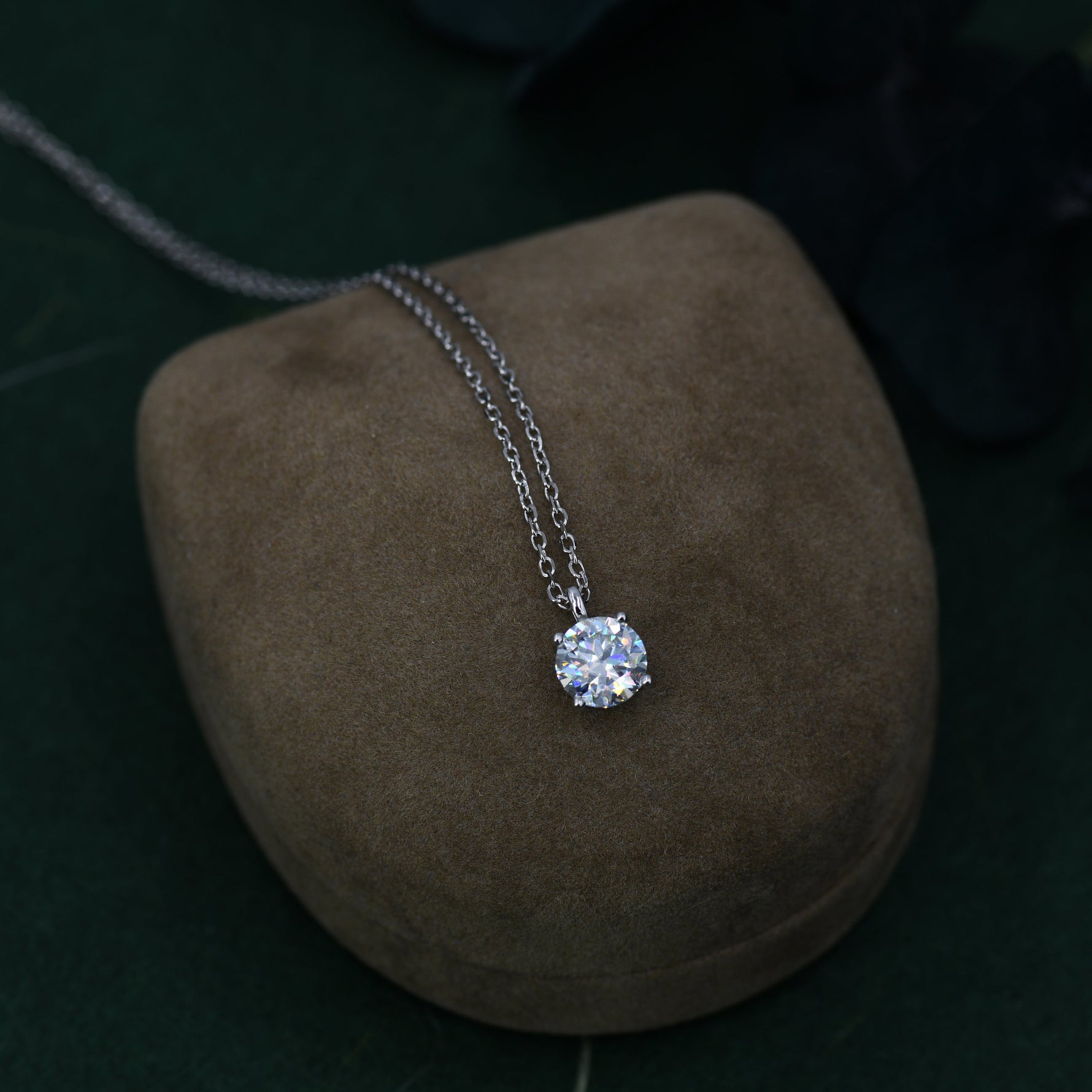 Minimalist Moissanite Solitaire Pendant Necklace in Sterling Silver, 0.5ct or 1 Ct Moissanite Diamond Bubble Necklace