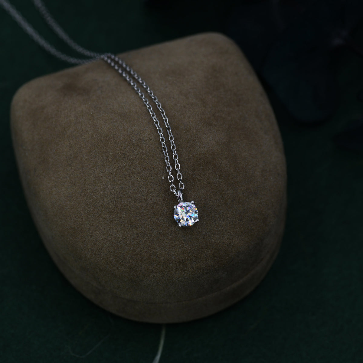 Minimalist Moissanite Solitaire Pendant Necklace in Sterling Silver, 0.5ct or 1 Ct Moissanite Diamond Bubble Necklace