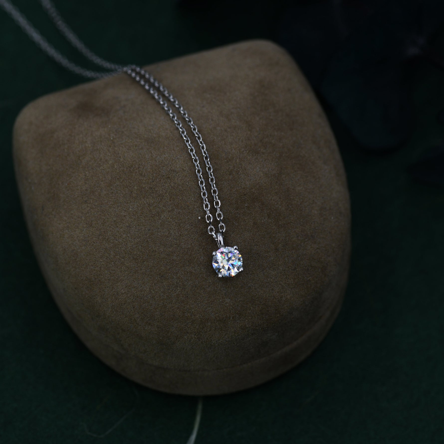Minimalist Moissanite Solitaire Pendant Necklace in Sterling Silver, 0.5ct or 1 Ct Moissanite Diamond Bubble Necklace