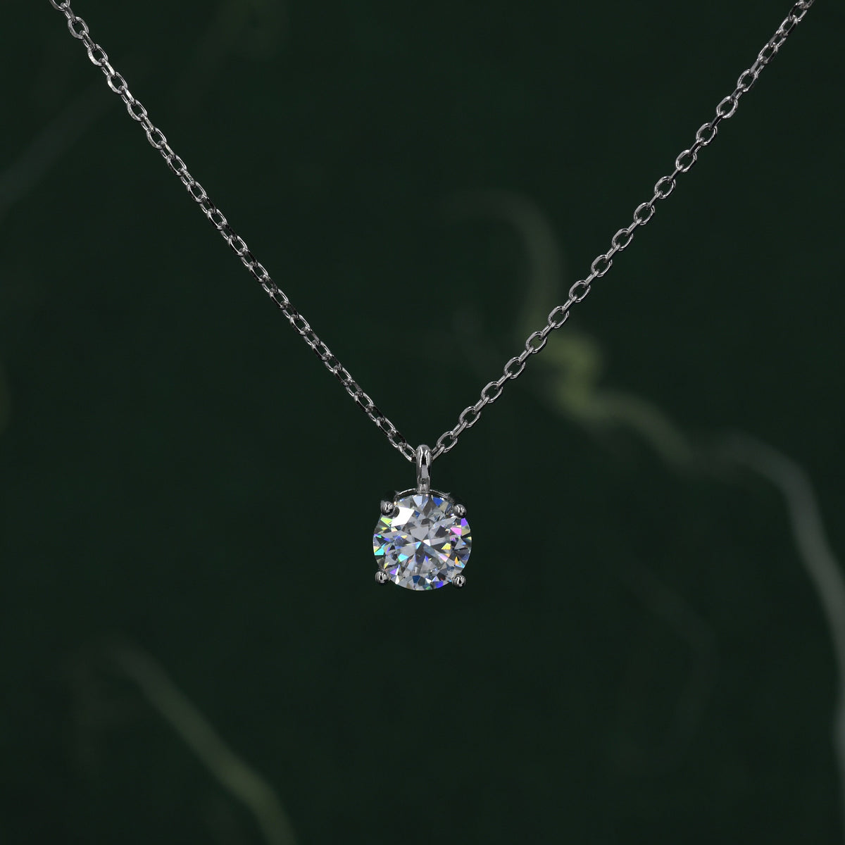 Minimalist Moissanite Solitaire Pendant Necklace in Sterling Silver, 0.5ct or 1 Ct Moissanite Diamond Bubble Necklace