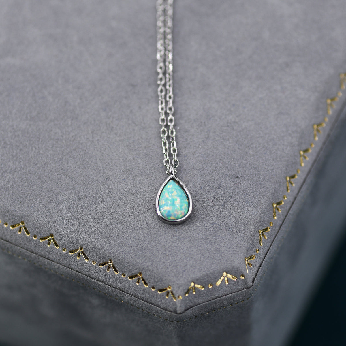 Green Opal Teardrop Pendant Necklace