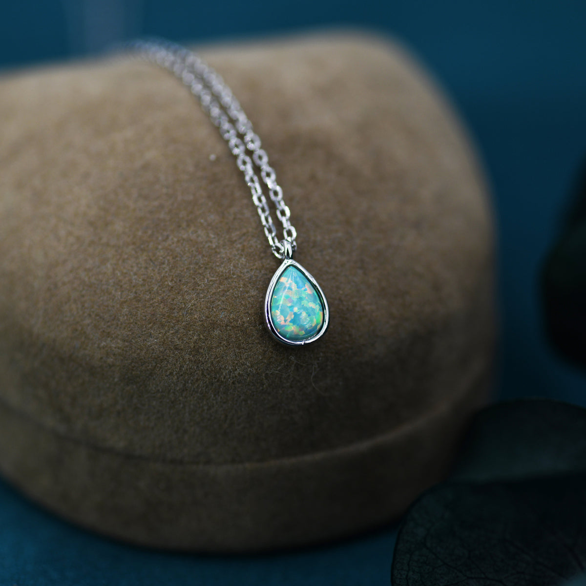 Green Opal Teardrop Pendant Necklace