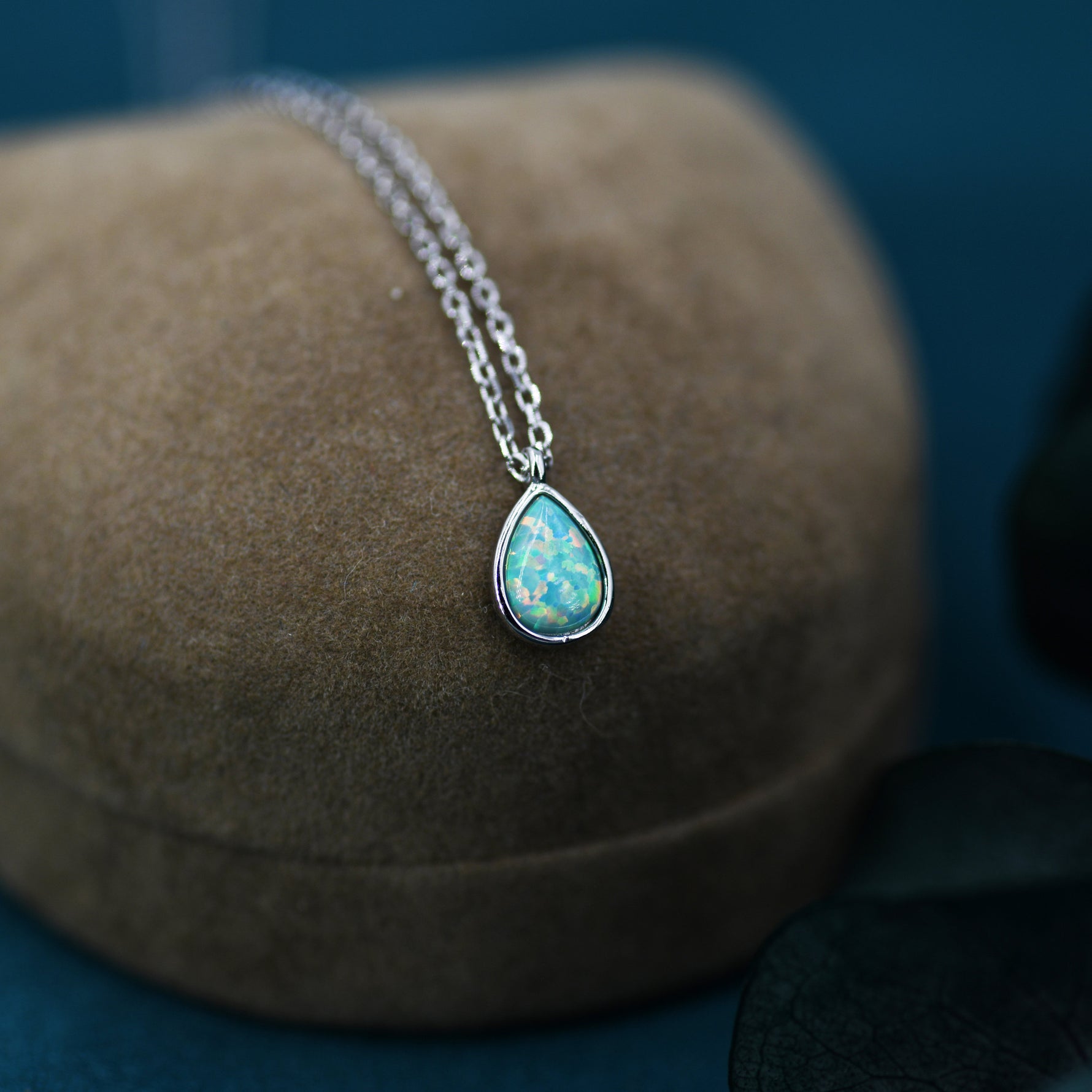 Green Opal Teardrop Pendant Necklace
