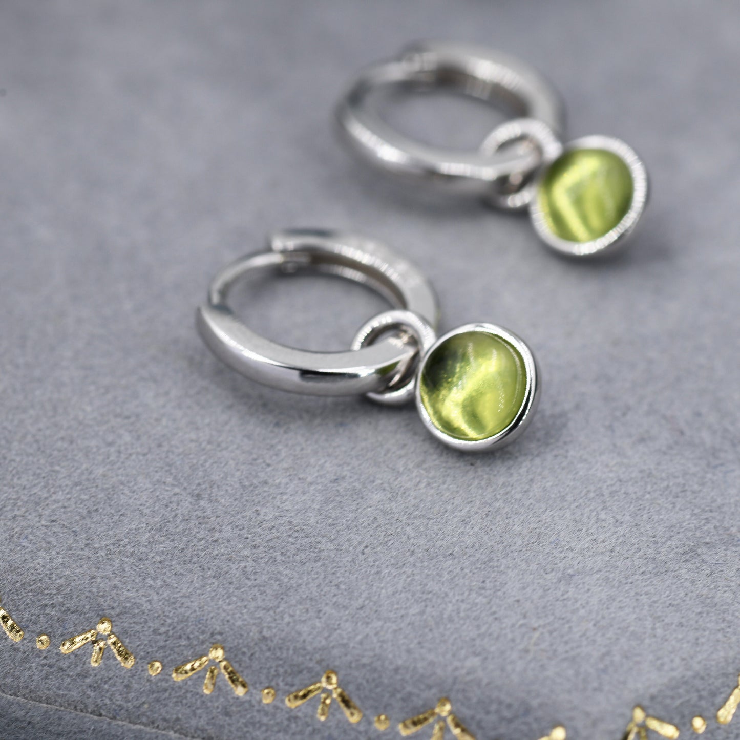 Genuine Peridot Hoop Earrings in Sterling Silver, Detachable Green Peridot Coin Dangle Hoop Earrings, Interchangeable, August Birthstone